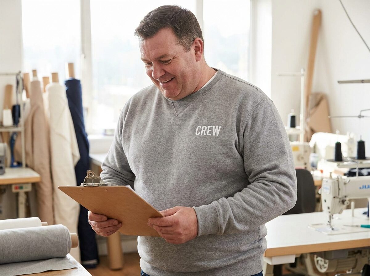 Mann in einem bedruckten Sweatshirt in großer Größe